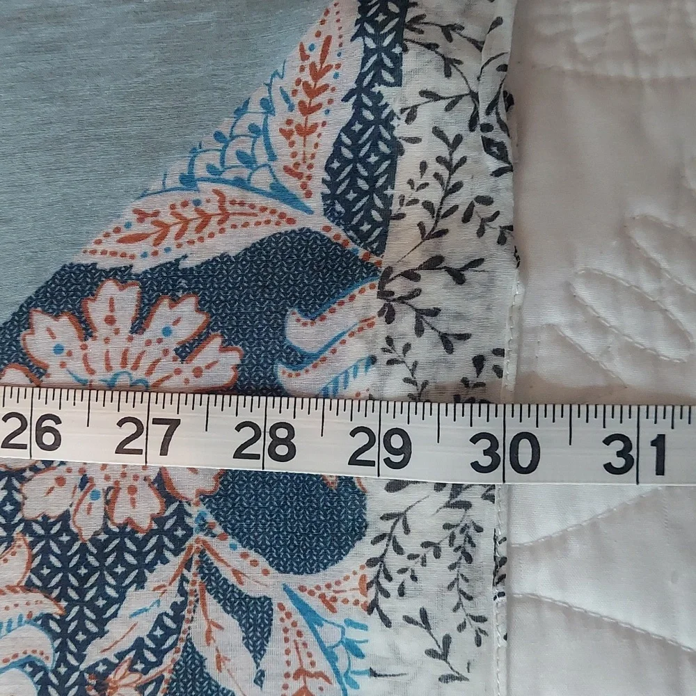 * Rebecca Minkoff Blue Multi-Pattern Lightweight Cotton Silk Square 30X30 Scarf